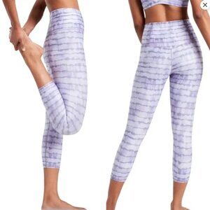 Athleta Elation Printed Crop Tights Purple Tie-Dye w/ Pocket - Size S